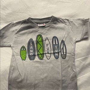 Mini Boden Gray and Green Surfboard Tee